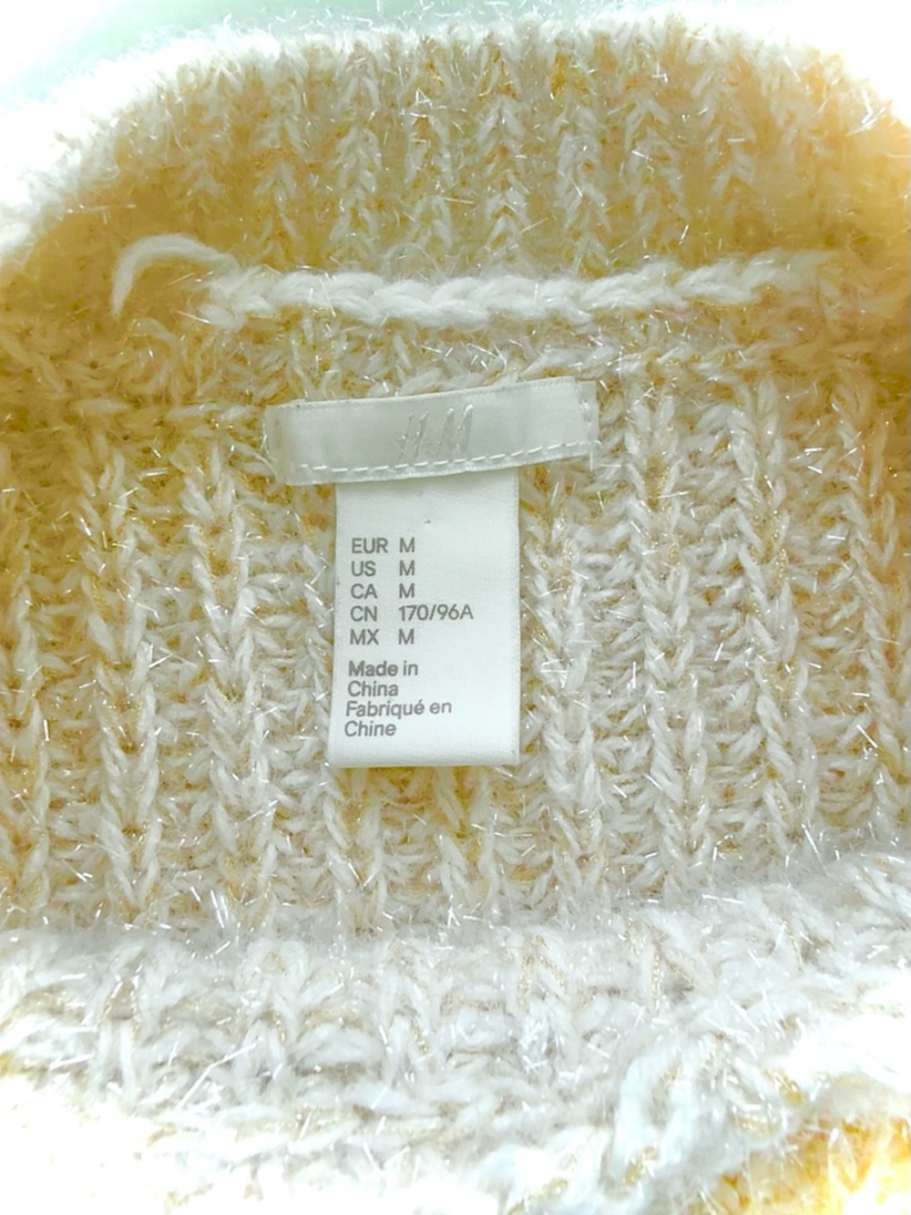 H&M Cream Sparkle Chunky Jumper Long Sleeve Top - Size Medium - Picture 3 of 14